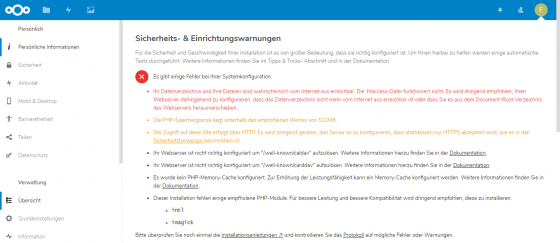 Nextcloud Warnings