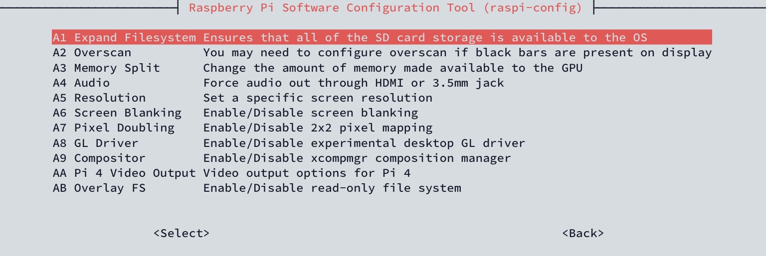 raspi-config - A1 Expand Filesystem