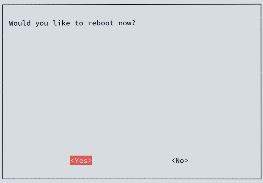 raspi-config reboot-Anfrage