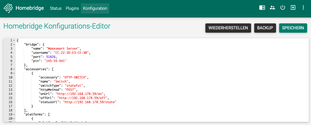 Homebridge Config-Ui-X Config Editor